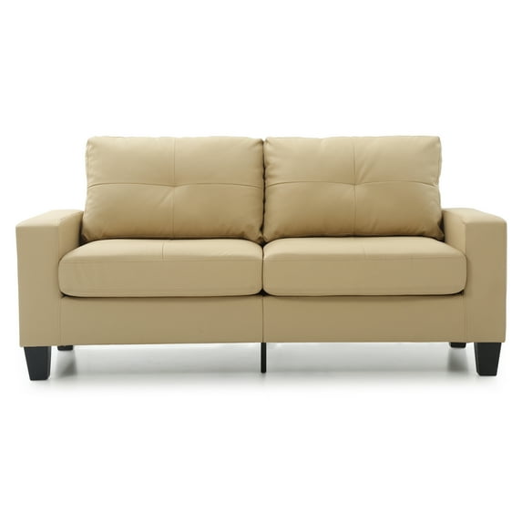 Passion Furniture PF-G462A-S 71 in. Newbury Flared Arm Faux Leather Straight Sofa, Beige
