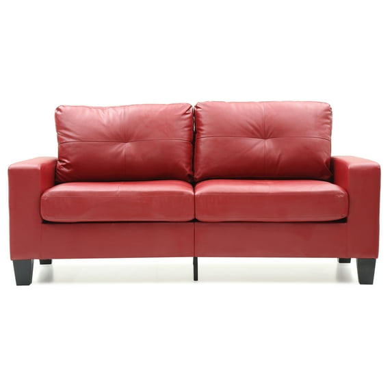Passion Furniture Newbury 71 in. W Flared Arm Faux Leather Straight Sofa in Red