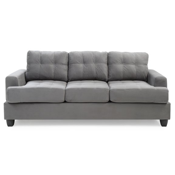 Passion Furniture PF-G513A-S 79 in. Sandridge Flared Arm Microfiber Straight Sofa, Gray