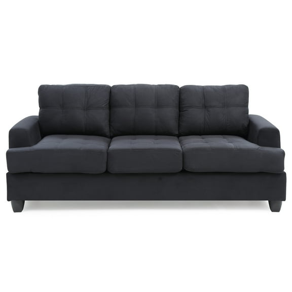 Passion Furniture PF-G515A-S 79 in. Sandridge Flared Arm Microfiber Straight Sofa, Black