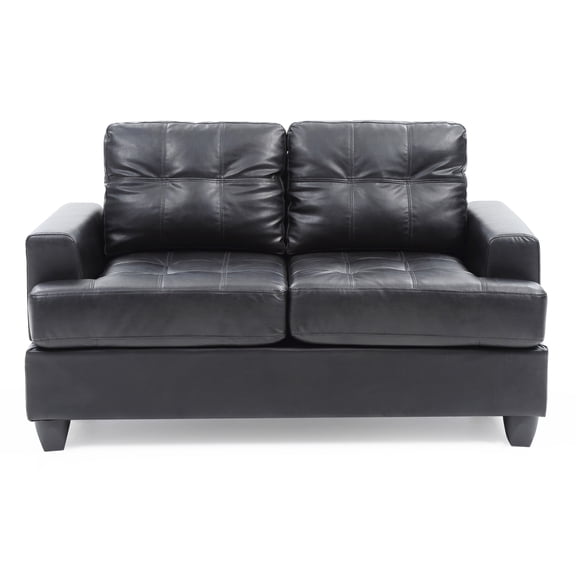 Sandridge 58 in. W Flared Arm Faux Leather Straight Sofa in Black