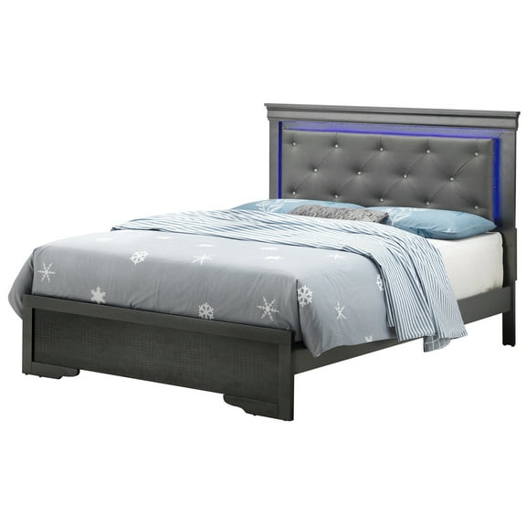 Lorana Metalic Black Queen Panel Beds