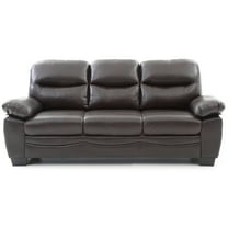 Passion Furniture PF-G674-S Marta 78 in. Flared Arm Faux Leather Straight Sofa in Dark Brown
