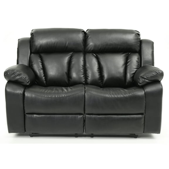 Passion Furniture PF-G683-RL Daria 62 in. Flared Arm Faux Leather Straight Reclining Sofa in Black