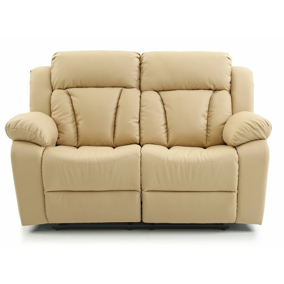 Passion Furniture PF-G689-RL Daria 62 in. Flared Arm Faux Leather Straight Reclining Sofa in Beige