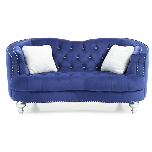 Jewel 71 in. W Flared Arm Polyester Straight Sofa in Blue