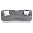 thumbnail image 1 of Passion Furniture PF-G755-S Jewel 90 in. Flared Arm Velvet Straight Sofa in Gray, 1 of 5