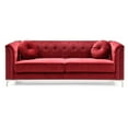 thumbnail image 1 of Pompano 83" Burgundy Tufted Velvet Loveseat with 2-Throw Pillow, 1 of 5