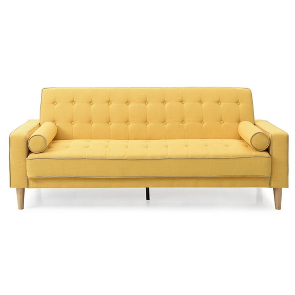 Passion Furniture PF-G834A-S Andrews 85 in. Flared Arm Polyester Straight Sofa in Yellow