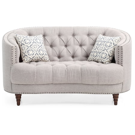 Passion Furniture PF-G850-L Charleston 63 in. Flared Arm Polyester Straight Sofa in Light Gray
