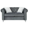 thumbnail image 1 of Raisa 60" Gray Velvet 2-Seater Sofa with 2-Throw Pillow, 1 of 4