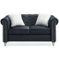 thumbnail image 1 of Raisa 60" Black Velvet 2-Seater Sofa with 2-Throw Pillow, 1 of 3