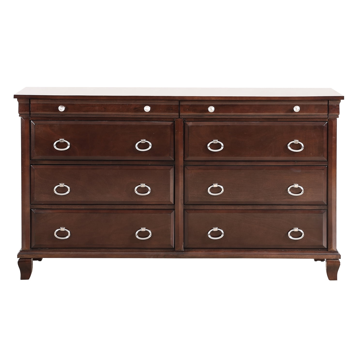 Triton Cappuccino 8-Drawer Dresser with Felt-Lined Jewelry Storage