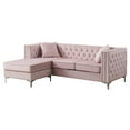 thumbnail image 1 of Paige 87 in. Pink Velvet L-Shape 3-Seater Sofa with 2-Throw Pillow, 1 of 5