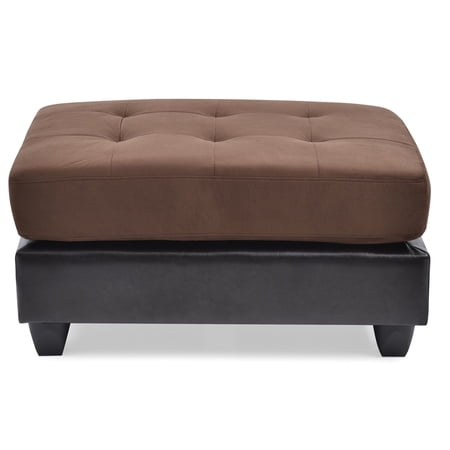 Passion Furniture Pounder Chocolate Faux Leather Upholstered Ottoman