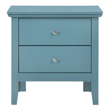 Passion Furniture Primo 2-Drawer Nightstand (24 in. H x 19 in. W x 15.5 in. D) Teal