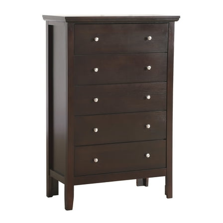 Passion Furniture Primo Espresso 5 Drawer Chest of Drawers (32 in L. X 16 in W. X 48 in H.)