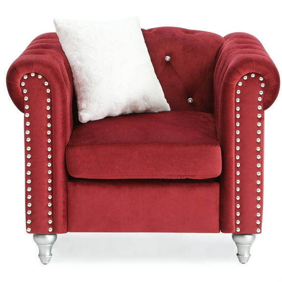 Passion Furniture Raisa Burgundy Accent Chair