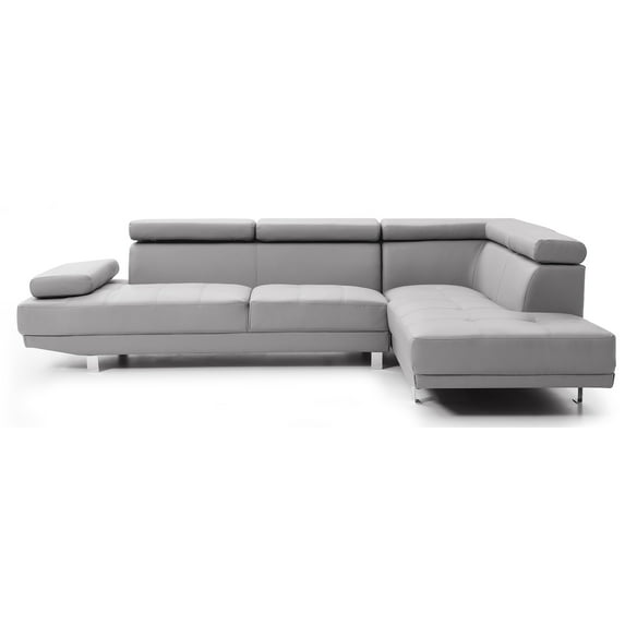 Riveredge 109 in. W 2-piece Faux Leather L Shape Sectional Sofa in Gray
