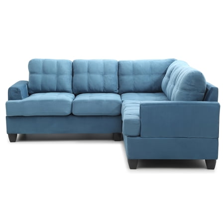 Sandridge 80 in. W 2-piece Microfiber L Shape Sectional Sofa in Aqua-Color:Aqua,Material:Microfiber