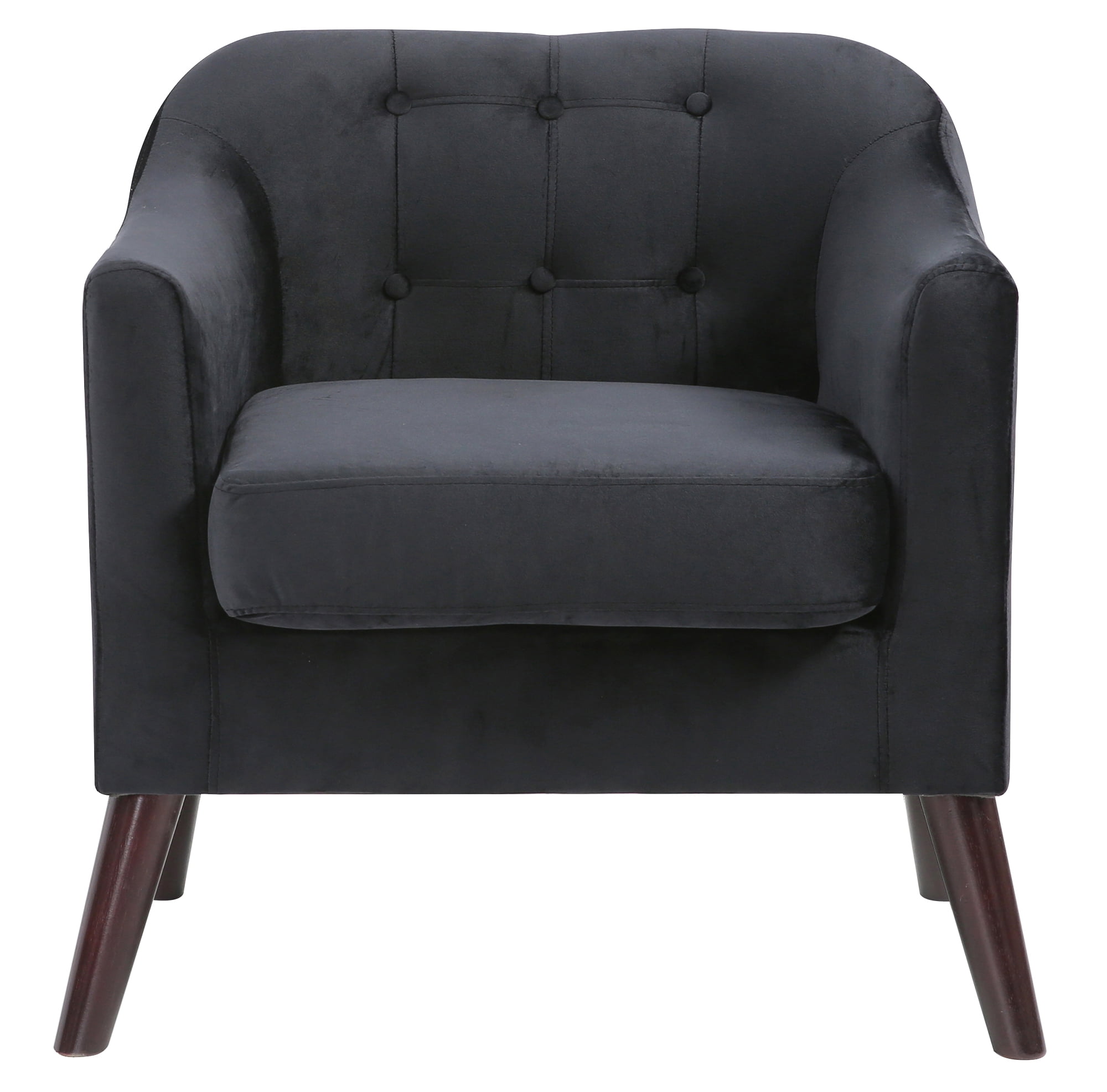 Passion Furniture Ventura Black Velvet Button Tufted Accent Chair