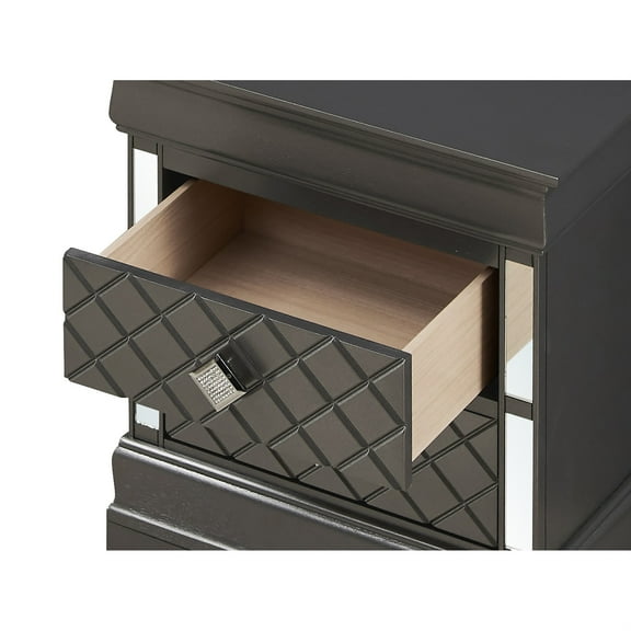 Verona 2-Drawer Metalic Black Nightstand (24 in. H x 16 in. W x 21 in. D)