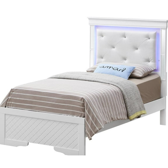 Passion Furniture Verona Silver Champagne Twin Panel Beds