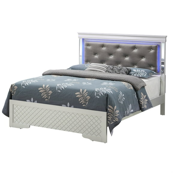 Passion Furniture Verona Silver Champagne and Black King Panel Beds