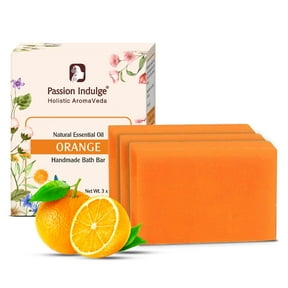 Passion Indulge Orange Handmade Bath Bar Natural Bath Bar with Orange Extracts, Essential Oils & Herbs | Revitalizes Skin & Enhances Radiance 3 x 100g