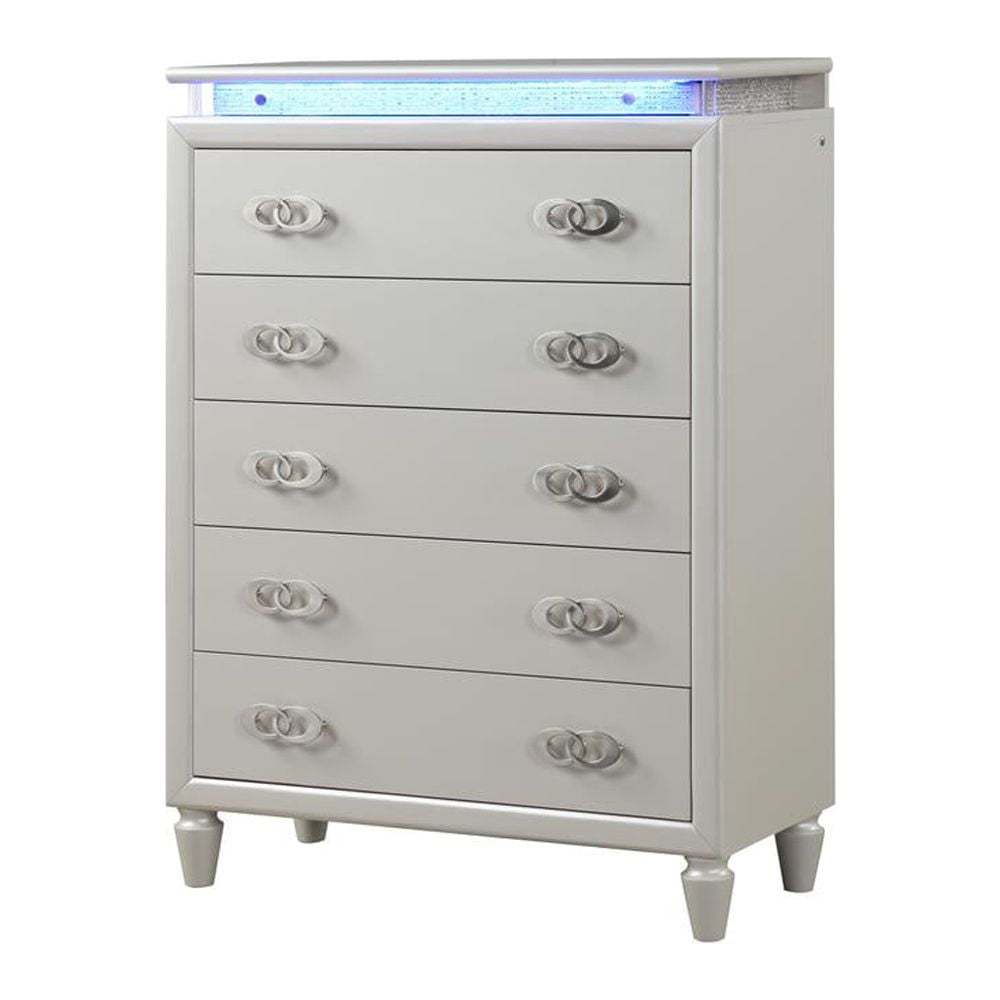 Milky White LED Glam Chest with Felt Lined Drawers