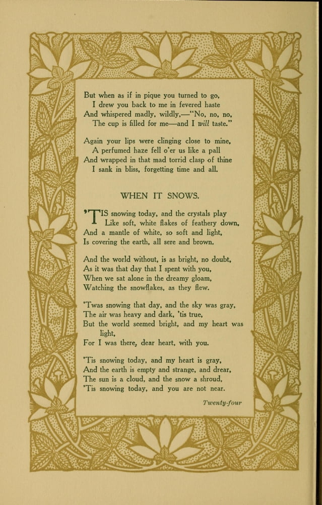 Passion Lyrics 1911 When it Snows Canvas Art - Maurine Hathaway (24 x 36)
