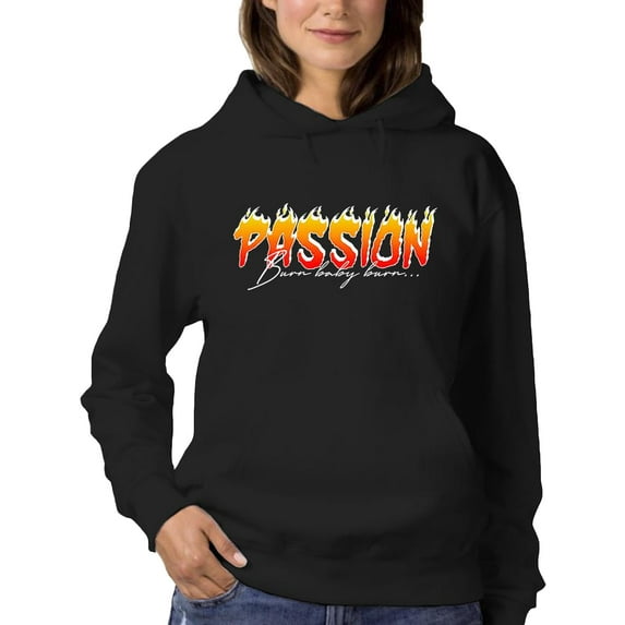 Passion Slogan W Flames Hoodie Women -Image by Shutterstock, Female Large