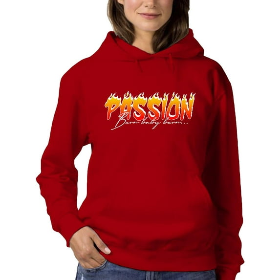 Passion Slogan W Flames Hoodie Women -Image by Shutterstock, Female XX-Large