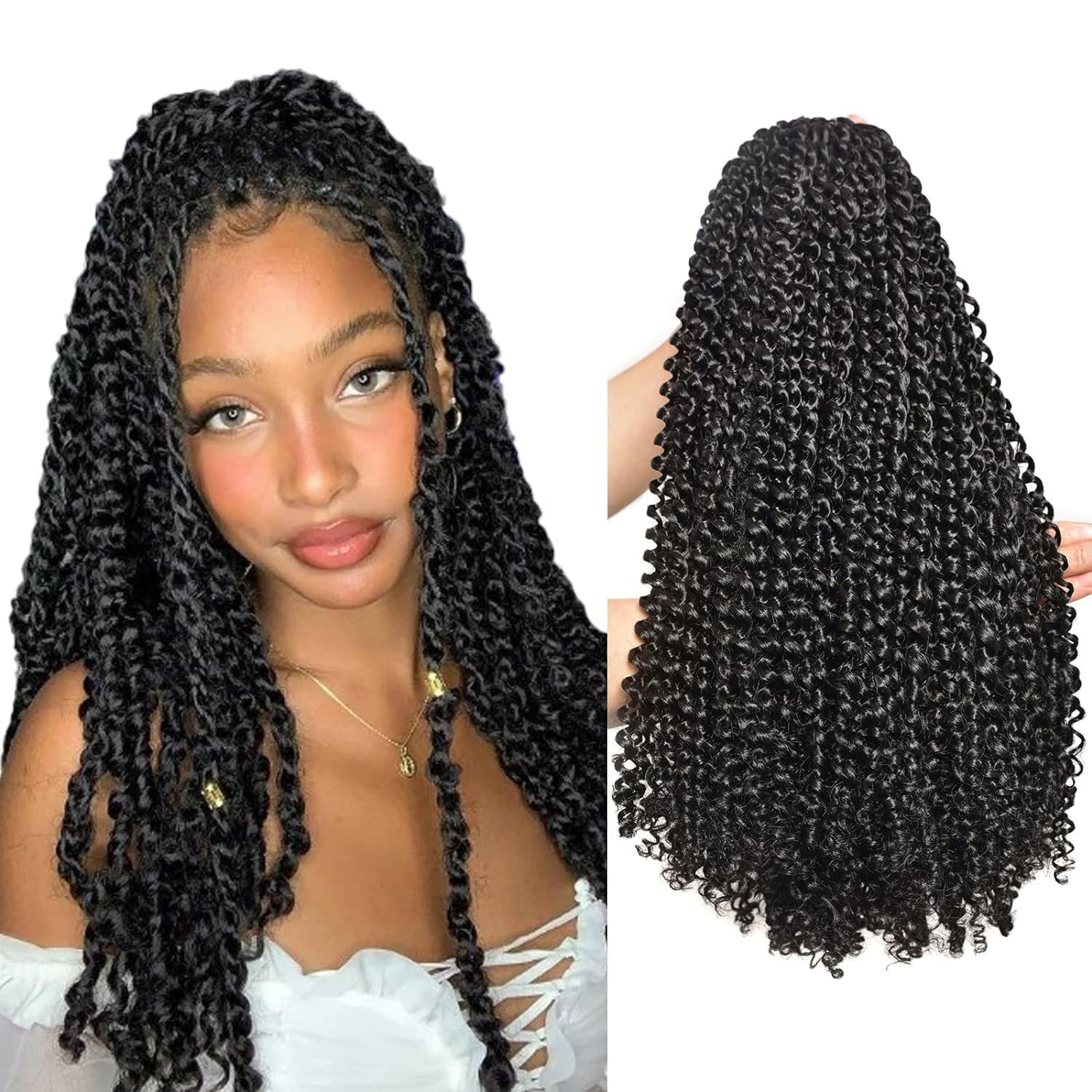 Passion Twist Hair 18 Inch 6 Packs Passion Twist Crochet Hair Water Wave  Crochet Hair Curly Braiding Hair for Faux Locs Butterfly Locs Bohemian  Braiding Hair (18 , 1B-6P) 18 Inch (Pack