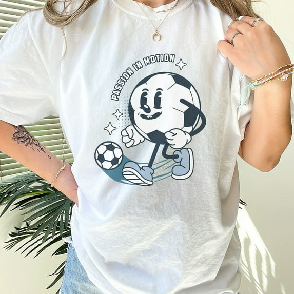 Passion in Motion Comfort Colors Soccer Shirt, Game Day Soccer Shirt, Soccer Team Shirt, Soccer Mom Shirt, (Colors:Ivory; Sizes:L;)