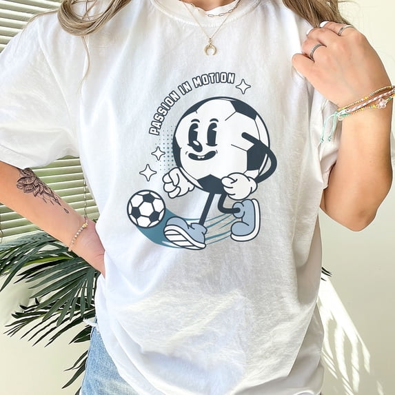 Passion in Motion Comfort Colors Soccer Shirt, Game Day Soccer Shirt, Soccer Team Shirt, Soccer Mom Shirt, (Colors:White; Sizes:L;)