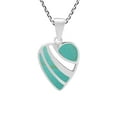 thumbnail image 1 of Passionate Cut-out Heart Green Turquoise Inlay Sterling Silver Pendant Necklace, 1 of 6