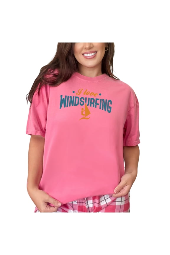Passionate Enthusiast I Love Windsurfing, Crunchberry Comfort Colors T-Shirt, Large