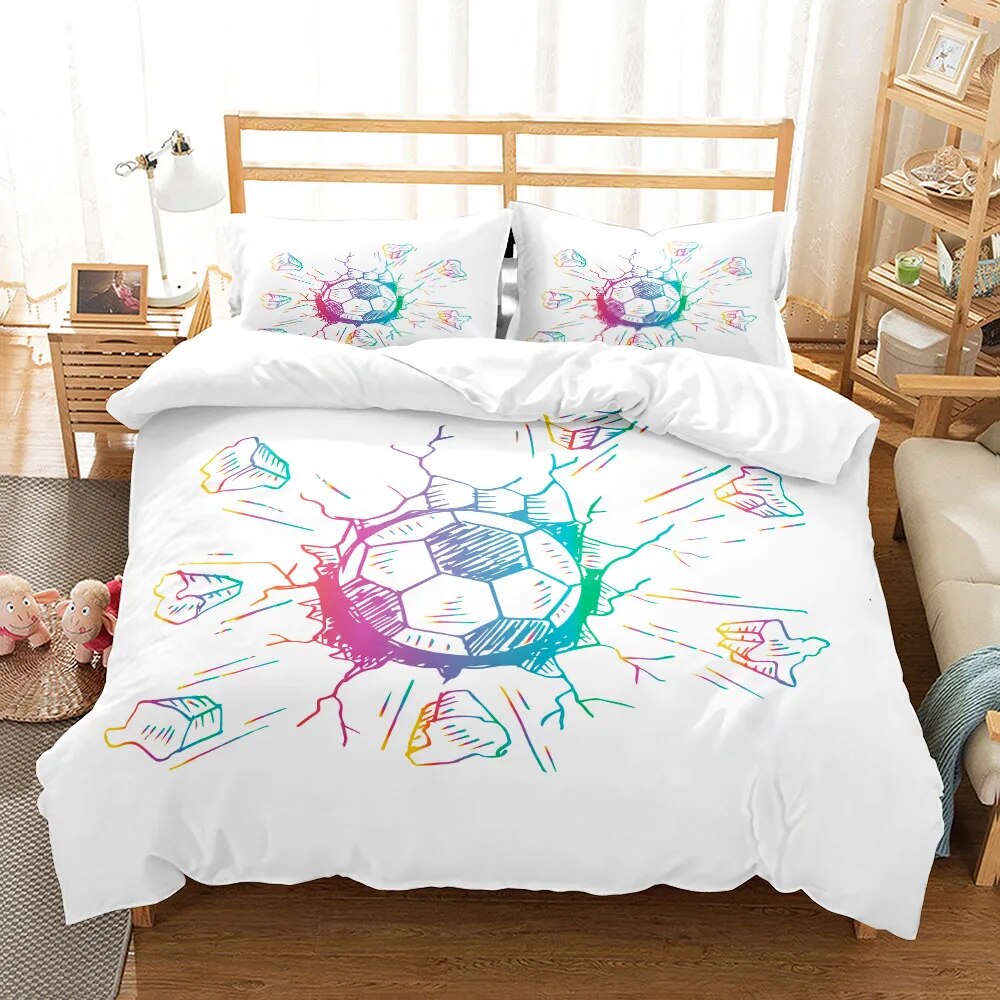 Passionate Soccer Ball Duvet Cover Set King Double Full Twin Single