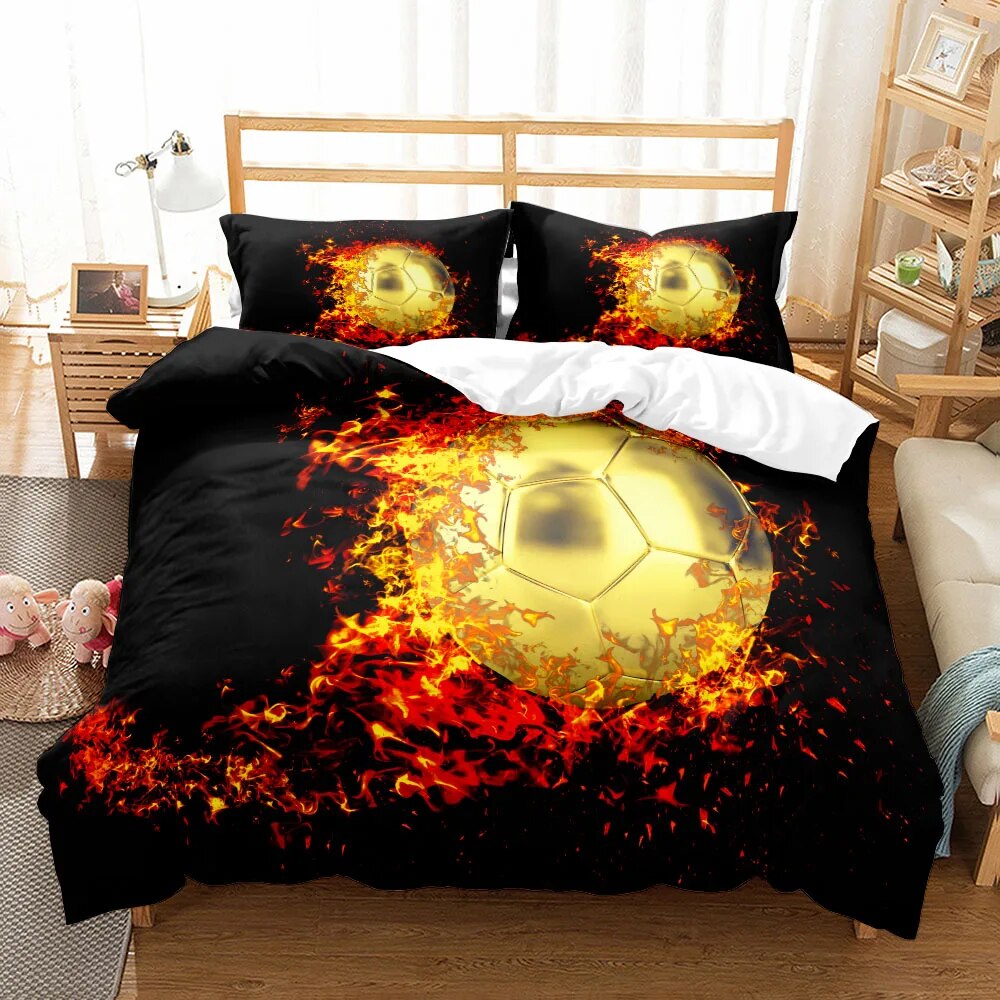 Passionate Soccer Ball Duvet Cover Set King Double Full Twin Single