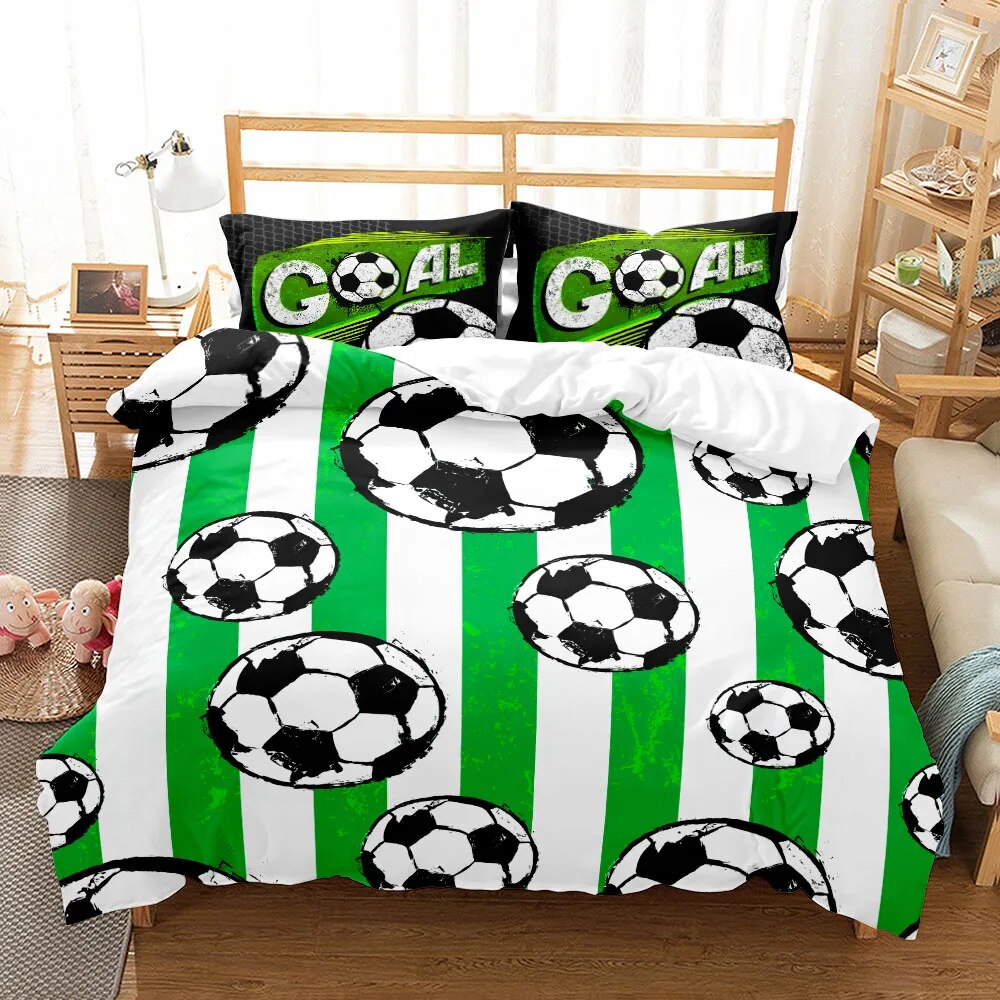 Passionate Soccer Ball Duvet Cover Set King Double Full Twin Single