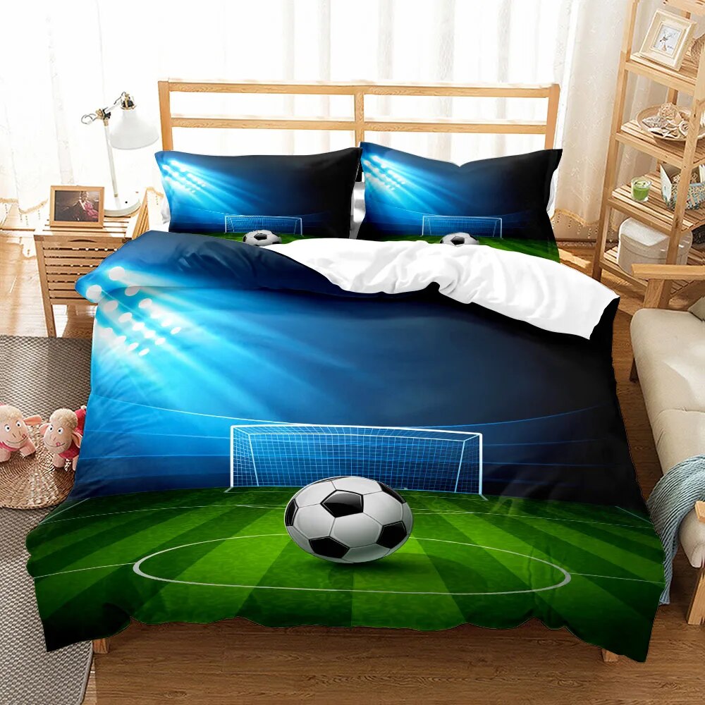 Passionate Soccer Ball Duvet Cover Set King Double Full Twin Single