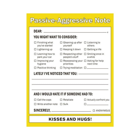 Passive Aggressive Nifty Note Pad, Humorous Notepad for Office, Home, Communication, Funny Message Pad for Work, Family, Roommates