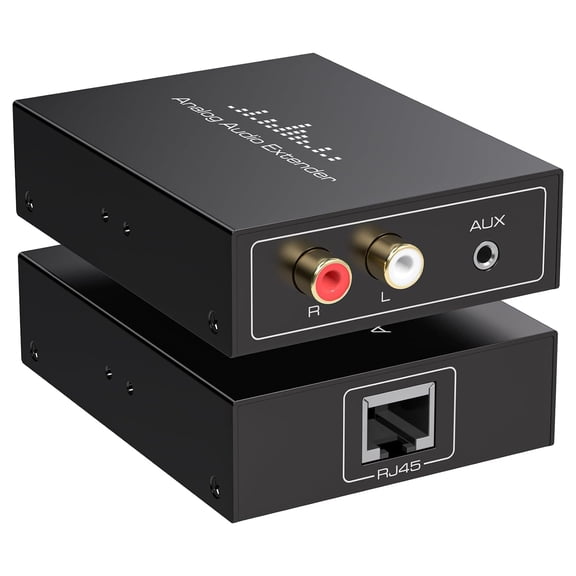 Passive Analog Audio Extender over Ethernet Transmit RCA & 3.5mm Stereo via Cat5e/6 up to 1640FT , No External Power Required Ideal for Home Theater, Church, Long-Distance Audio Transmission