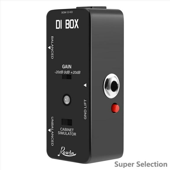 Passive DI Box Pedal With Cabinet Simulator, Mini Direct Input Box For Guitar & Bass, Ground Lift & True Bypass, XLR/1/4" Outputs For Recording And Live Sound, Aluminum Alloy Shell,Black