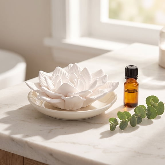 RENACLIPY Aromatherapy Flower Diffuser Stone for Bathroom and Small Rooms, Home Fragrance Air Freshener and Decorative Scent