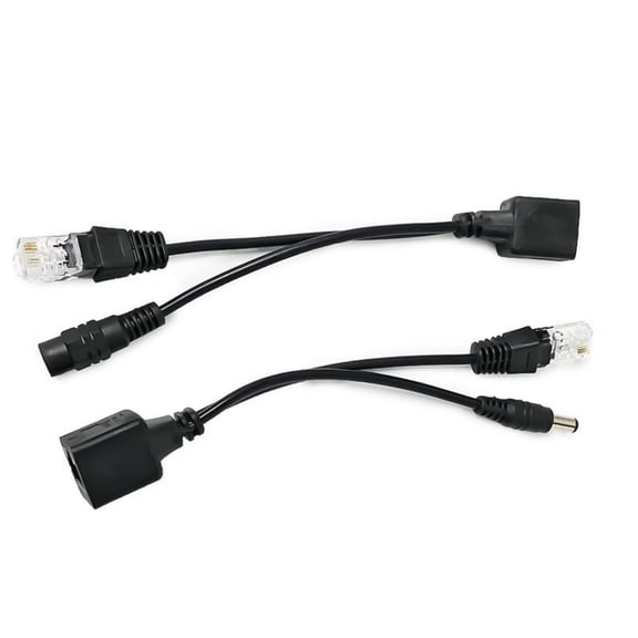 Passive Injectors and Splitter Set for IPCameras and Wireless Access Points with DC5.5x2.1mm Connectors RJ45 Plugs