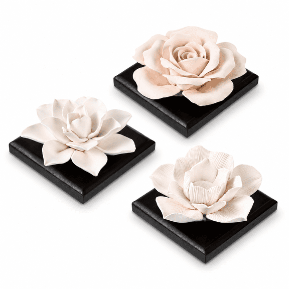 Passive Oil Diffuser Stone Set Black Floral Decor For Car Desk Bedroom Home