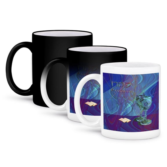 3dRose, Passover, Cups and Matzah Cracker, 11oz Magic Transforming Mug