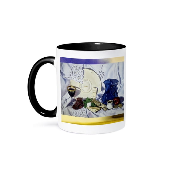 Passover Seder, 15oz Two-Tone Black Mug
